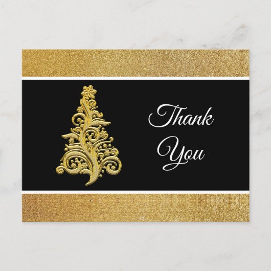 Elegant Gold Glitter Kerstmis Hartelijk dank Briefkaart (Voorkant)