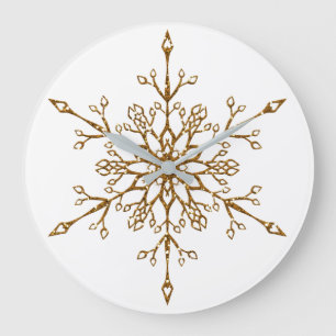 Elegant Gold Glitter Kerstmis Snowflake Holiday Grote Klok