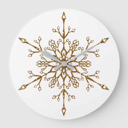 Elegant Gold Glitter Kerstmis Snowflake Holiday Grote Klok (Voorkant)