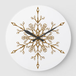 Elegant Gold Glitter Kerstmis Snowflake Holiday Grote Klok