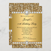 Elegant Gold Glitter Kijk Diamond Trim Birthday Kaart (Voorkant / Achterkant)