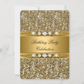 Elegant Gold Glitter Kijk uit Diamond Birthday Par Kaart (Achterkant)