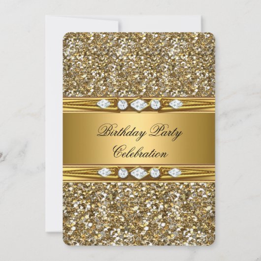Elegant Gold Glitter Kijk uit Diamond Birthday Par Kaart (Achterkant)
