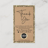Elegant Gold Glitter Kraft Paper Hartelijk dank Visitekaartje (Voorkant)