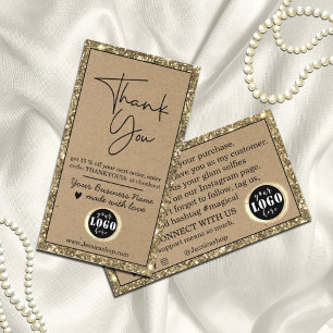 Elegant Gold Glitter Kraft Paper Hartelijk dank Visitekaartje