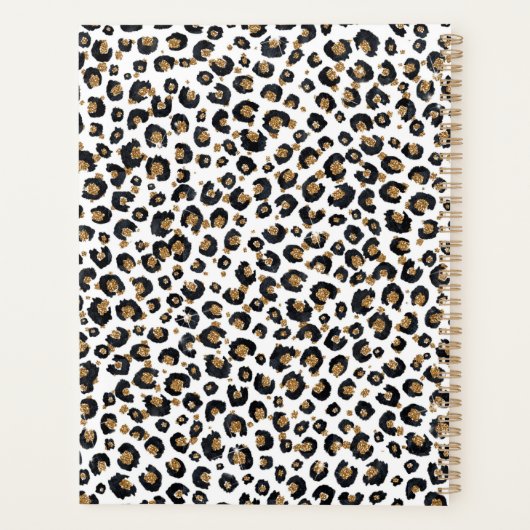 Elegant Gold Glitter Leopard Pattern Planner (Achterkant)