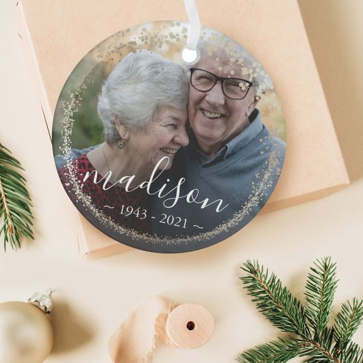 Elegant Gold Glitter Lijst Foto Memorial Keepslag Glas Ornament