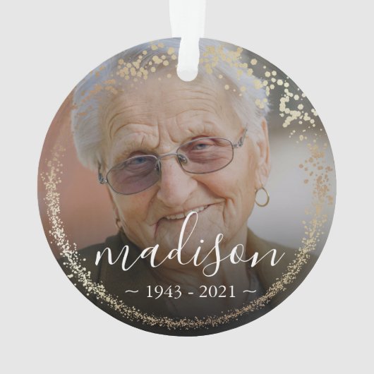 Elegant Gold Glitter Lijst Foto Memorial Keepslag Ornament (achterkant)