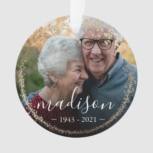 Elegant Gold Glitter Lijst Foto Memorial Keepslag Ornament (voorkant)