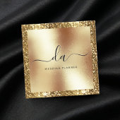 Elegant Gold Glitter Lijst Script Monogram Modern Vierkante Visitekaartje