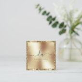 Elegant Gold Glitter Lijst Script Monogram Modern Vierkante Visitekaartje (Staand voorkant)