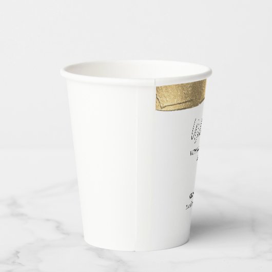 Elegant Gold Glitter Line Minimal Weddenschap Welk Papieren Bekers (Rechts)