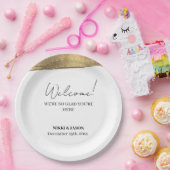 Elegant Gold Glitter Line Minimal Weddenschap Welk Papieren Bordje (Feest)