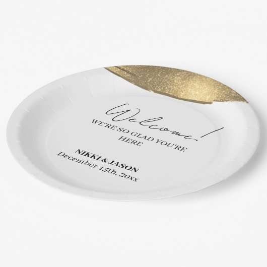 Elegant Gold Glitter Line Minimal Weddenschap Welk Papieren Bordje (Gekanteld)