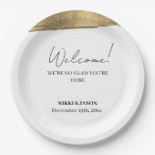Elegant Gold Glitter Line Minimal Weddenschap Welk Papieren Bordje (Voorkant)