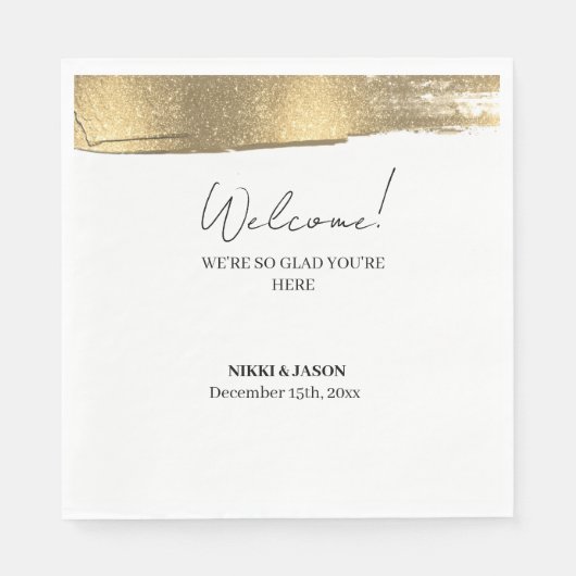 Elegant Gold Glitter Line Minimal Weddenschap Welk Servet (Voorkant)