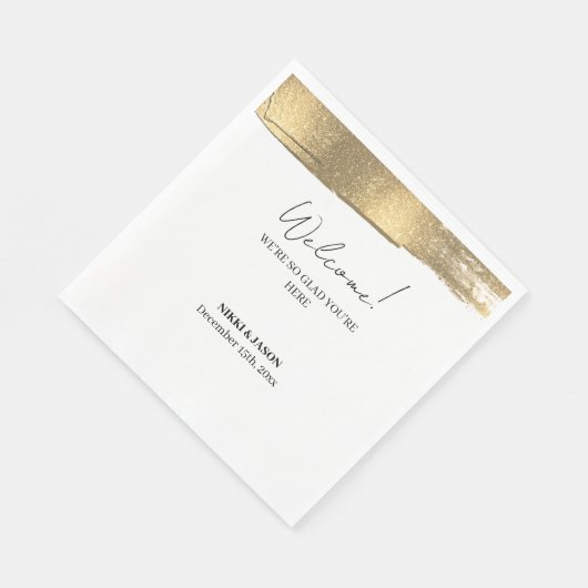 Elegant Gold Glitter Line Minimal Weddenschap Welk Servet (Hoek)
