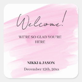 Elegant Gold Glitter Line Minimal Weddenschap Welk Vierkante Sticker