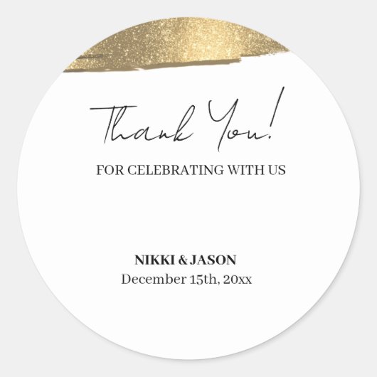Elegant Gold Glitter Line Minimal Wedding Bedankt Ronde Sticker (Voorkant)