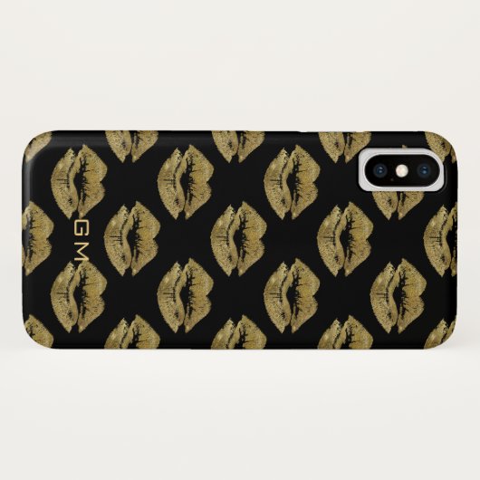 Elegant Gold Glitter Lips Patroon Case-Mate iPhone Case (Achterkant (horizontaal))