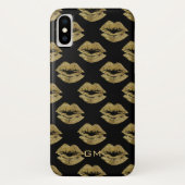 Elegant Gold Glitter Lips Patroon Case-Mate iPhone Case (Achterkant)