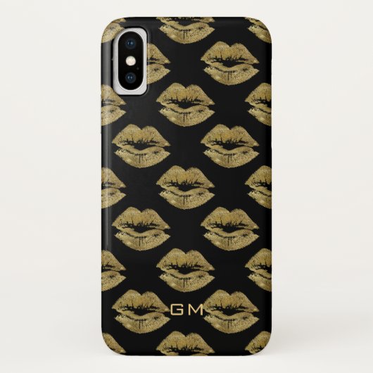Elegant Gold Glitter Lips Patroon Case-Mate iPhone Case (Achterkant)