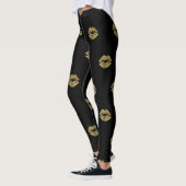 Elegant Gold Glitter Lips Patroon Leggings (Links)