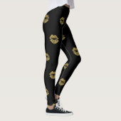 Elegant Gold Glitter Lips Patroon Leggings (Rechts)