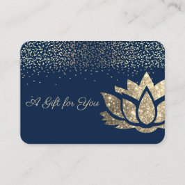 Elegant Gold Glitter Lotus, Confetti, marineblauw Kortingskaartje
