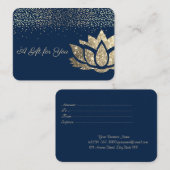 Elegant Gold Glitter Lotus, Confetti, marineblauw Kortingskaartje (Voorkant / Achterkant)