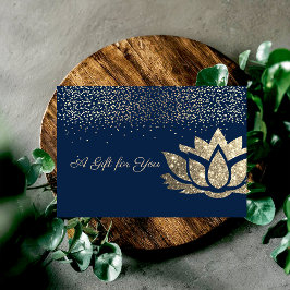 Elegant Gold Glitter Lotus, Confetti, marineblauw Kortingskaartje