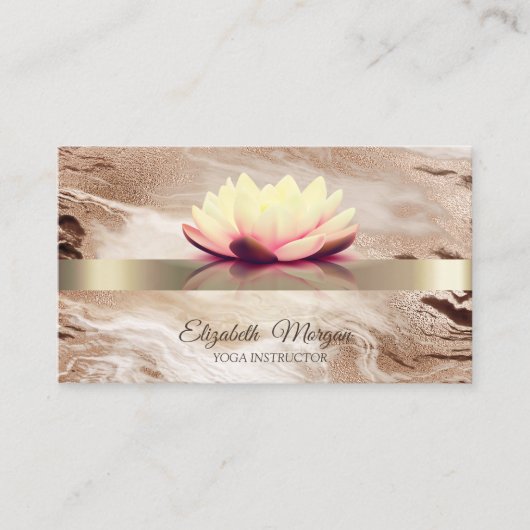 Elegant Gold Glitter Lotus Flower Marble Visitekaartje (Voorkant)