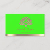 Elegant Gold Glitter Lotus Green Neon Visitekaartje (Voorkant)