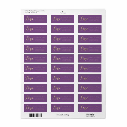 Elegant, Gold Glitter Love Address Label (Full Sheet)