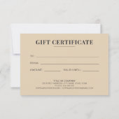 Elegant Gold Glitter Luxury Certificate Gift Kaart (Achterkant)