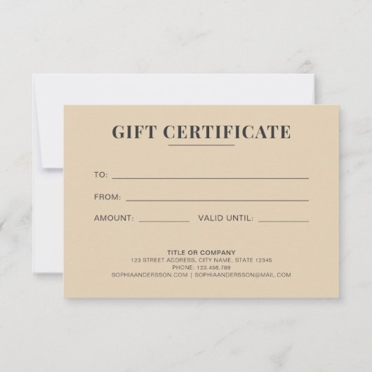 Elegant Gold Glitter Luxury Certificate Gift Kaart (Achterkant)