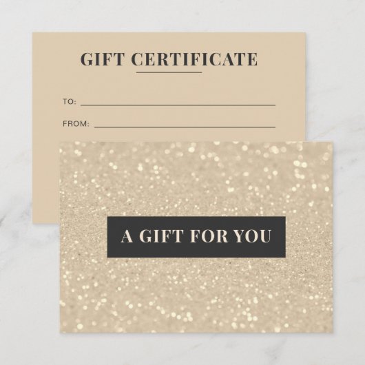 Elegant Gold Glitter Luxury Certificate Gift Kaart (Voorkant / Achterkant)