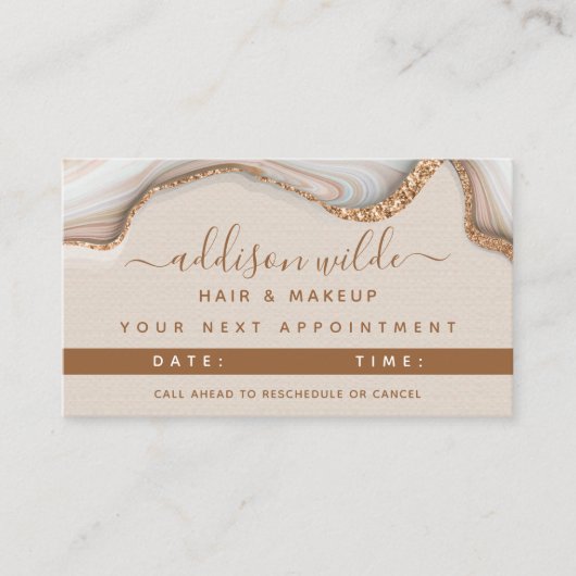 Elegant Gold Glitter Marble Agate Appointment Card Afsprakenkaartje (Voorkant)