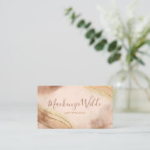 Elegant Gold Glitter Marble Agate Chic Script Visitekaartje (Staand voorkant)