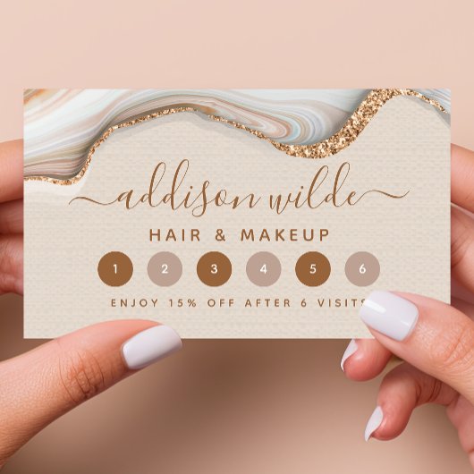 Elegant Gold Glitter Marble Agate Modern Chic Klantenkaartje