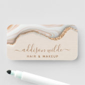 Elegant Gold Glitter Marble Agate Modern Chic Naamplaatje (In situ)
