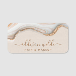 Elegant Gold Glitter Marble Agate Modern Chic Naamplaatje
