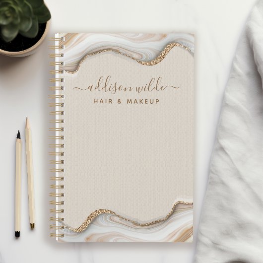 Elegant Gold Glitter Marble Agate Modern Chic Planner