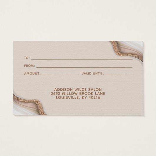 Elegant Gold Glitter Marble Agate Modern Gift Kaar Visitekaartje (Achterkant)