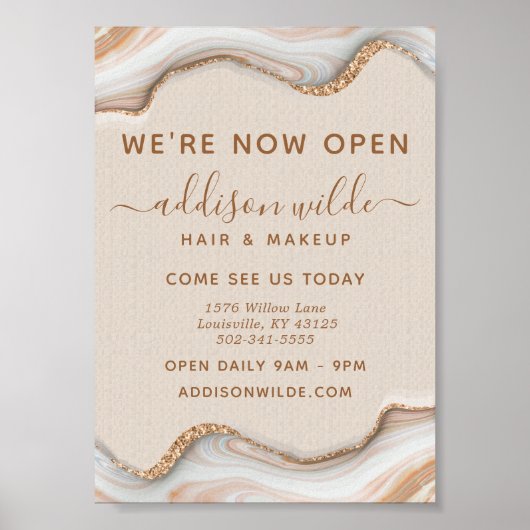 Elegant Gold Glitter Marble Agate Moderne Business Poster (Voorkant)