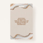 Elegant Gold Glitter Marble Agate Salon ID Badge (Achterkant)
