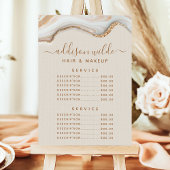 Elegant Gold Glitter Marble Agate Service Price Menu