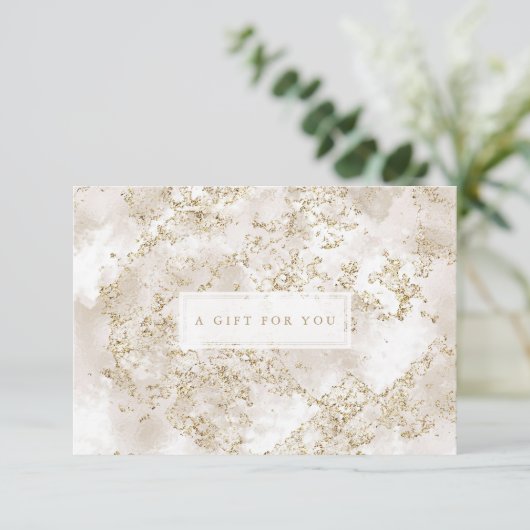 Elegant Gold Glitter Marble Gift Certificate Kaart (Staand voorkant)