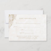 Elegant Gold Glitter Marble Gift Certificate Kaart (Achterkant)