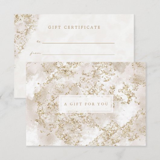 Elegant Gold Glitter Marble Gift Certificate Kaart (Voorkant / Achterkant)